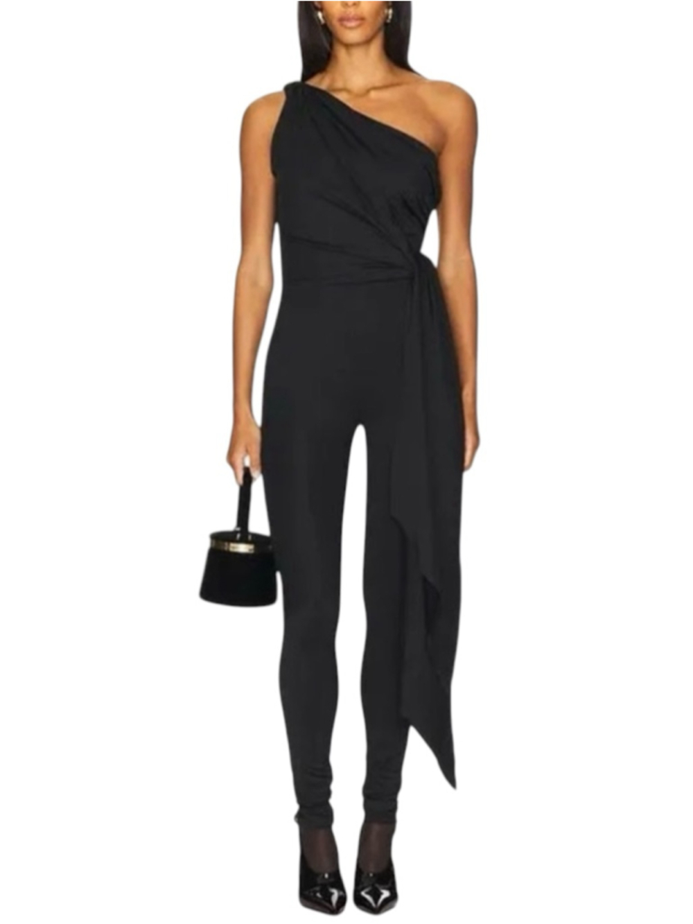 Ronny Kobo Collection Black Draped Jumpsuit